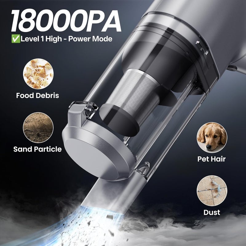 Mecanto Hand Held Vacuum Car Vacuum Cleaner 18000PA High Power, 4-in-1 Air Duster & Air Blower & Pump Cordless Rechargeable Mini Small Shop Vac for Household Chores, Flooring, Car, Pet Hair - Image 2